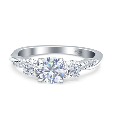 Infinity Round Three Stone Ring Cubic Zirconia 925 Sterling Silver Wholesale